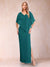 Sheath/Column Chiffon V-Neck Half Sleeves Mother of the Bride Dresses with Split Side