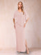 Sheath/Column Chiffon V-Neck Half Sleeves Mother of the Bride Dresses with Split Side