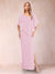 Sheath/Column Chiffon V-Neck Half Sleeves Mother of the Bride Dresses with Split Side