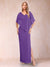 Sheath/Column Chiffon V-Neck Half Sleeves Mother of the Bride Dresses with Split Side