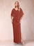 Sheath/Column Chiffon V-Neck Half Sleeves Mother of the Bride Dresses with Split Side