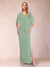 Sheath/Column Chiffon V-Neck Half Sleeves Mother of the Bride Dresses with Split Side