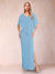 Sheath/Column Chiffon V-Neck Half Sleeves Mother of the Bride Dresses with Split Side