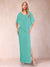 Sheath/Column Chiffon V-Neck Half Sleeves Mother of the Bride Dresses with Split Side