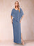 Sheath/Column Chiffon V-Neck Half Sleeves Mother of the Bride Dresses with Split Side