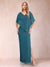 Sheath/Column Chiffon V-Neck Half Sleeves Mother of the Bride Dresses with Split Side