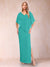 Sheath/Column Chiffon V-Neck Half Sleeves Mother of the Bride Dresses with Split Side
