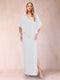 Sheath/Column Chiffon V-Neck Half Sleeves Mother of the Bride Dresses with Split Side
