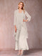 A-Line/Princess Scoop 3/4 Sleeves 2 Pieces Mother of the Bride Dress with Ruffles & Jacket