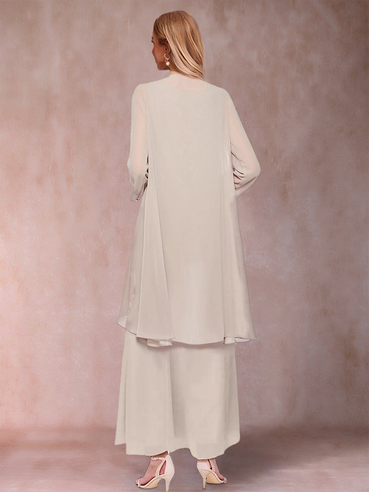 A-Line/Princess Scoop 3/4 Sleeves 2 Pieces Mother of the Bride Dress with Ruffles &amp; Jacket