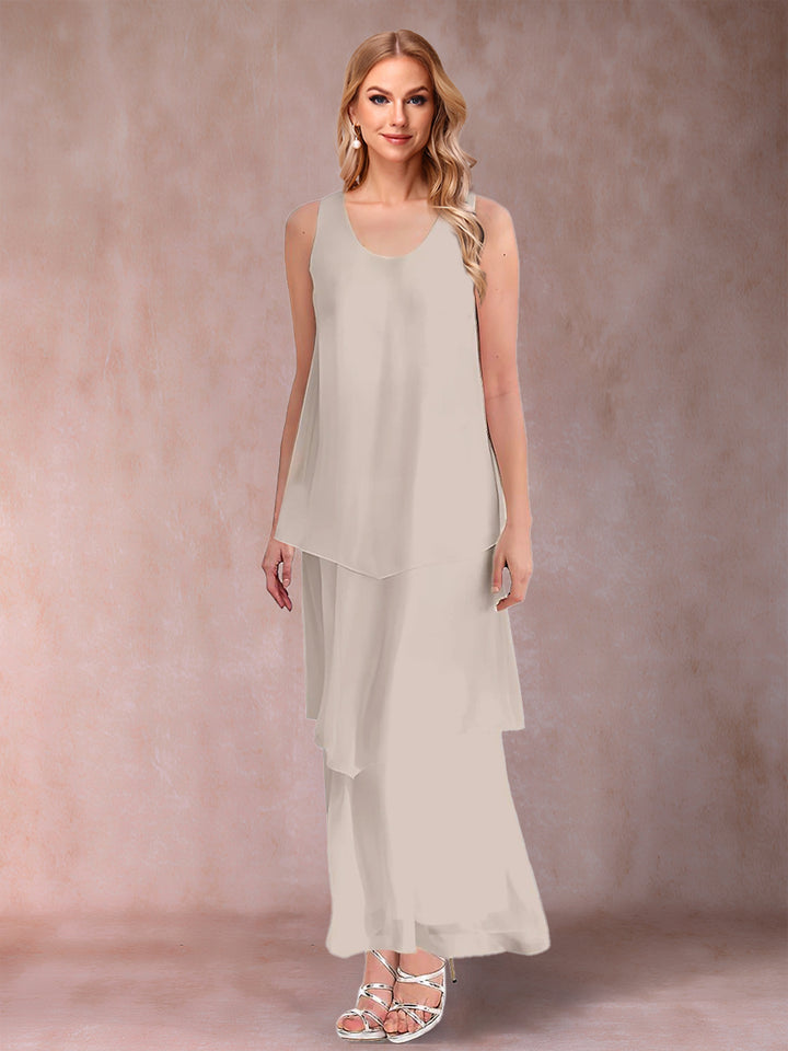 A-Line/Princess Scoop 3/4 Sleeves 2 Pieces Mother of the Bride Dress with Ruffles &amp; Jacket