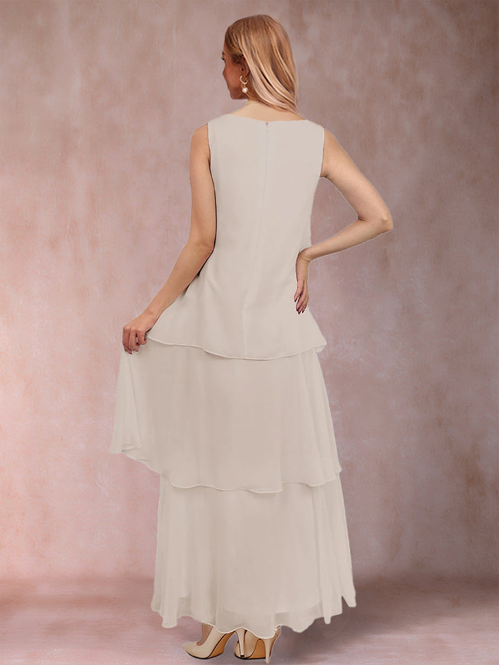 A-Line/Princess Scoop 3/4 Sleeves 2 Pieces Mother of the Bride Dress with Ruffles &amp; Jacket