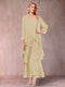 A-Line/Princess Scoop 3/4 Sleeves 2 Pieces Mother of the Bride Dress with Ruffles & Jacket