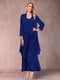 A-Line/Princess Scoop 3/4 Sleeves 2 Pieces Mother of the Bride Dress with Ruffles & Jacket