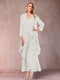 A-Line/Princess Scoop 3/4 Sleeves 2 Pieces Mother of the Bride Dress with Ruffles & Jacket