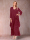 A-Line/Princess Scoop 3/4 Sleeves 2 Pieces Mother of the Bride Dress with Ruffles & Jacket