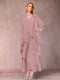 A-Line/Princess Scoop 3/4 Sleeves 2 Pieces Mother of the Bride Dress with Ruffles & Jacket