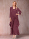 A-Line/Princess Scoop 3/4 Sleeves 2 Pieces Mother of the Bride Dress with Ruffles & Jacket