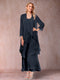 A-Line/Princess Scoop 3/4 Sleeves 2 Pieces Mother of the Bride Dress with Ruffles & Jacket
