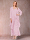 A-Line/Princess Scoop 3/4 Sleeves 2 Pieces Mother of the Bride Dress with Ruffles & Jacket