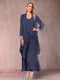 A-Line/Princess Scoop 3/4 Sleeves 2 Pieces Mother of the Bride Dress with Ruffles & Jacket