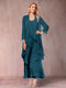 A-Line/Princess Scoop 3/4 Sleeves 2 Pieces Mother of the Bride Dress with Ruffles & Jacket