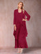 A-Line/Princess Scoop 3/4 Sleeves 2 Pieces Mother of the Bride Dress with Ruffles & Jacket