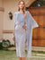 A-Line/Princess Chiffon Scoop Half Sleeves Wedding Guest Dresses with Watteau Train