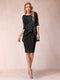 Sheath/Column Scoop Half Sleeves 2 Pieces Mother of the Bride Dress with Applique