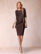 Sheath/Column Scoop Half Sleeves 2 Pieces Mother of the Bride Dress with Applique