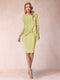 Sheath/Column Scoop Half Sleeves 2 Pieces Mother of the Bride Dress with Applique