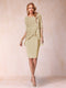 Sheath/Column Scoop Half Sleeves 2 Pieces Mother of the Bride Dress with Applique