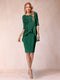 Sheath/Column Scoop Half Sleeves 2 Pieces Mother of the Bride Dress with Applique