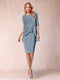 Sheath/Column Scoop Half Sleeves 2 Pieces Mother of the Bride Dress with Applique