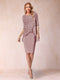 Sheath/Column Scoop Half Sleeves 2 Pieces Mother of the Bride Dress with Applique