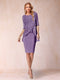 Sheath/Column Scoop Half Sleeves 2 Pieces Mother of the Bride Dress with Applique