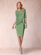 Sheath/Column Scoop Half Sleeves 2 Pieces Mother of the Bride Dress with Applique