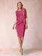 Sheath/Column Scoop Half Sleeves 2 Pieces Mother of the Bride Dress with Applique
