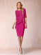 Sheath/Column Scoop Half Sleeves 2 Pieces Mother of the Bride Dress with Applique