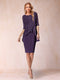 Sheath/Column Scoop Half Sleeves 2 Pieces Mother of the Bride Dress with Applique