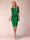 Sheath/Column Scoop Half Sleeves 2 Pieces Mother of the Bride Dress with Applique
