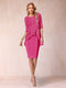 Sheath/Column Scoop Half Sleeves 2 Pieces Mother of the Bride Dress with Applique