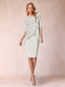 Sheath/Column Scoop Half Sleeves 2 Pieces Mother of the Bride Dress with Applique