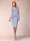 Sheath/Column Scoop Half Sleeves 2 Pieces Mother of the Bride Dress with Applique
