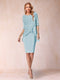 Sheath/Column Scoop Half Sleeves 2 Pieces Mother of the Bride Dress with Applique