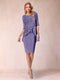 Sheath/Column Scoop Half Sleeves 2 Pieces Mother of the Bride Dress with Applique