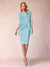 Sheath/Column Scoop Half Sleeves 2 Pieces Mother of the Bride Dress with Applique
