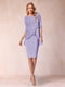 Sheath/Column Scoop Half Sleeves 2 Pieces Mother of the Bride Dress with Applique