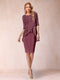 Sheath/Column Scoop Half Sleeves 2 Pieces Mother of the Bride Dress with Applique
