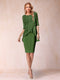 Sheath/Column Scoop Half Sleeves 2 Pieces Mother of the Bride Dress with Applique